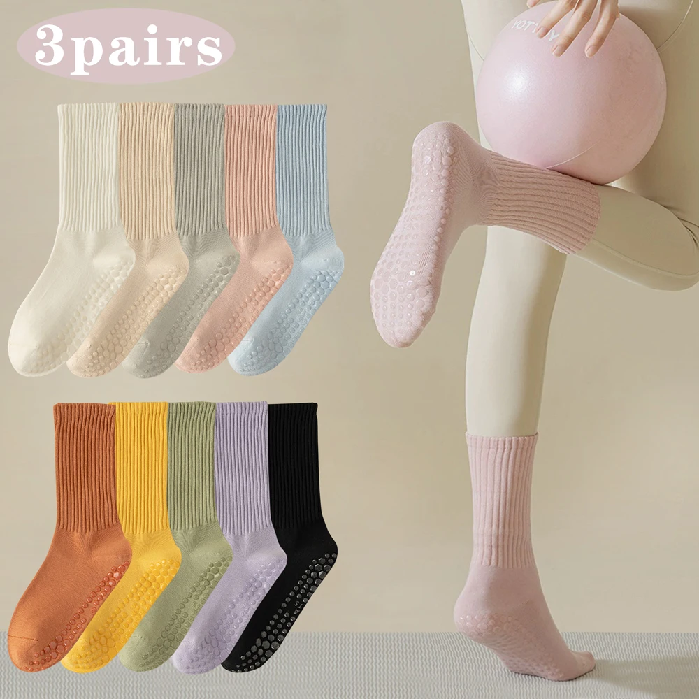 Medias Para Pilates Y Yoga - 3 Pairs of Cotton Anti Slip